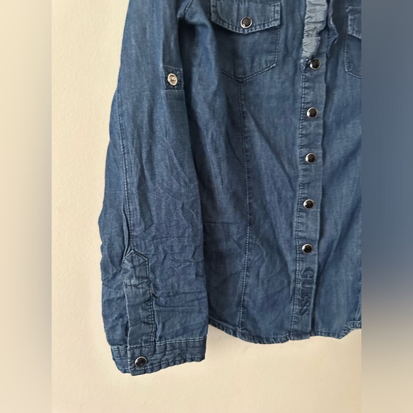 Girls Vintage Denim Guess Top M(10/12) Snap Button Front Long Sleeve - Picture 5 of 13